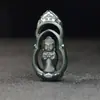 Pendente de Colar de Jade Masculino Marca Jade Lótus Verde Torre de Jade Hetian Bodhisattva Guanyin de Jade de Xinjiang Natural e Tian Qing