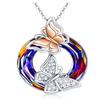 Yunjin Moda Europeia e Americana Borboleta Colorida Colar Pingente de Dama Cristal Redondo Joia Joker