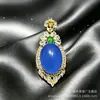 Cabujón de Ágata Calcedonia Jade Tipo Hielo con Incrustaciones de Oro y Colgante de Color Jadeíta Verde Completo para Mujer, Cadena para Suéter, Una Pieza al por Mayor