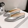 Mules sencillos lisos sin cordones, nueva tendencia 2026 para mujer para exteriores, sandalias doradas de tacón fino con punta cuadrada
