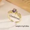 Anel Folha de Zircônia Roxa Vintage Estilo Francês, Artesanato de Microincrustação de Luxo Leve de Nicho, Acessório Suave e Elegante que Realça o Tom da Pele