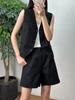 Traje Boutique de Alta Gama Chaleco Pantalones Cortos Traje para Mujer Verano 2024 Nuevo Chaleco de un Solo Botón Top Conjunto de Dos Piezas