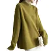 Suéter de cuello alto medio liso estilo europeo y americano para mujer, otoño/invierno 2026, ajuste holgado, prenda exterior versátil, capa base, suéter de punto pullover para mujer