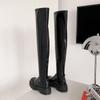 Botas pequeñas de charol con punta cuadrada y suela gruesa hasta la rodilla, venta al por mayor, geniales y a la moda, suministro de fábrica, 2024