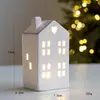 Decoración Navideña Estilo Escandinavo Casa Luminosa de Cerámica Adornos de Escritorio Adornos de Escena Festiva Regalos de Navidad