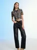 Fornecedor Popular de Moda para Comércio Exterior Europeu e Americano: Jeans Feminino Solto Casual Emagrecedor de Perna Larga Tamanho Grande com Efeitos de Desgaste e Bigodes