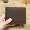 Carteira RFID Retro Transfronteiriça Masculina de Couro Genuíno Curta com Múltiplos Compartimentos para Cartão, Porta-Cartões, Clipe de Dinheiro, Carteira Masculina