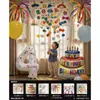 Set de Decoración de Escena de Lluvia de Globos de Cumpleaños para Niños de 5 Años Set de Bebé con Cuerda para Tirar al Aire Libre Tela de Fondo Globos de Fuegos Artificiales