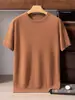 Suéter de punto de cachemira 100% pura para otoño e invierno, cuello redondo, manga corta, color liso para hombre, suéter ligero de cachemira suave, camiseta básica