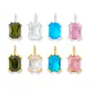 Prata de Lei S925 Zircônio Colorido Geométrico Quadrado DIY Material para Pulseira de Pérolas Acessórios de Joalheria Acessórios Colar Pingente