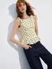 Top sin mangas de lunares estilo francés para mujer, de verano, de alta gama, de lujo, con lazada, cintura fruncida con volantes, adelgazante, tipo camiseta sin mangas