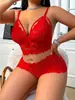 Conjunto de Sujetador de Encaje Europeo y Americano Ajustado Transparente para Dormir, Lencería Seductora, Ropa de Casa Tallas Grandes para Mujer