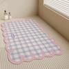 Alfombrilla antideslizante para baño estilo Ins, con diseño avanzado de cuadros, hueca, permeable, supersuave y con drenaje recortable.