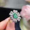 Anillo de esmeralda natural piedra principal cristalina 4*6mm anillo de valor viviendo sin elegir circunferencia del dedo incrustación de plata s925