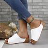 Zapatos de mujer de comercio exterior europeo y americano transfronterizos, zapatillas de cuña de estación independiente, sandalias sencillas de talla grande 2024 nuevas para mujer