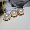 Set de Perlas Naturales S925 Pendientes Geométricos Nido de Pájaro con un Toque de Nicho de Alta Gama, Pendientes y Clavos Estilo Princesa Diana para Mujer en Estilo Lujo Ligero