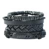 Punk Transfronterizo Nuevo Juego de Cuentas de Madera Pulsera de Cuero Vacuno Simple Ajustable Tejida diy Pulsera de Cuero Vintage