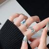 Pequeño Anillo Abierto Exquisito de Mariposa Fresca Esmalte Azul Mar Incrustado con Perlas Diseño Nicho Anillo Envolvente Personalizado para Mujer