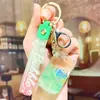 Llavero de botella de bebida acrílica rellena de líquido, botella de refresco con cuentas de burbujas líquidas, botella de cola, colgante de lata grande fácil de abrir