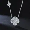 Anillo Cruzado de Plata de Ley S925 con Moissanita de Trébol de Cuatro Hojas para Mujer Clásico Versátil Lujo Accesible Europeo y Americano Anillo de Gama Alta
