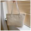 Bolso de mano portátil de paja de gran capacidad para mujer, bolso de playa tejido a mano, informal, para el hombro, 2024