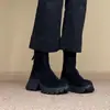 Versão em Pele de Ovelha~ Botas Esportivas Curtas de Camurça Retrô com Solado Grosso Elásticas Slim Novidade 2025 Versáteis com Zíper nas Costas para Mulheres