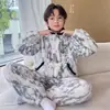 Pijama Infantil Meninos 2026 Novo Outono Inverno Meninos Lã Coral Espessada Flanela Crianças Grandes Roupas de Casa Estilo Inverno
