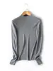 Suéter feminino de tricô fino em lã, gola semi-alta, fino e macio, amigo da pele, corte slim, adequado para primavera e outono, ideal para o dia a dia e como pulôver de camada base