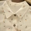 Camisa de Algodão Estilo Japonês Artístico Floral Pastoral Nova para Primavera e Deslocamento Manga Longa Solta Macia Feminina