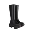 Botas de Mujer de Talla Grande Transfronterizas Europeas y Americanas Talla 35-44, Punta Redonda Charol Suela Gruesa Antideslizante Tacón Alto Botas Altas, Botas Negras para Mujer