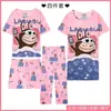 Pedido Extranjero de Amazon Lindo Camisón Pantalón Largo Conjunto de Pijama de Cuatro Piezas Estilo Multi-Dibujos Animados Manga Corta Ropa de Casa Pantalones Cortos Transfronterizo