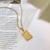 Cadena de clavícula con colgante cuadrado de 26 letras estilo hip hop de azúcar, acero de titanio PVD chapado en oro de 18 quilates, joyería europea y americana al por mayor