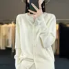 Cárdigan de punto de manga larga con cuello redondo estilo francés para mujer, abrigo corto, suéter con un diseño simple y elegante, prenda exterior versátil, nuevo