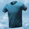 Explosiones de Verano Transfronterizo Empuje Principal Tres Barras Camiseta Deportiva de Manga Corta para Hombre Ultradelgada Transpirable Holgada Casual