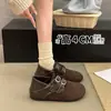 Sapatos Birkenstock Retrô com Fivela Dupla Femininos 2026 Outono Nova Chegada Aumento Interno Couro Fosco Sapatos Preguiçosos Versáteis Cobertura Total Sapatos Femininos Birkenstock