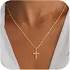 Colar Amazon banhado a ouro pingente de cruz colar empilhado de camada dupla personalidade de nicho lateral Cruz de Diamante pescoço