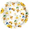 Mm277 Miel de Abeja Panal Crisantemo Vajilla Festiva para 8 Personas Juego de 4 Piezas de Platos de Papel y Servilletas de Papel
