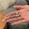 Flash ~ brincos assimétricos pendurados na parte traseira brincos de pérolas femininas joias de orelha vermelhas Sarah com 2024 novo