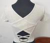 Camiseta feminina de manga curta estilo coreano com fita pura no peito almofada verão sem encosto slim fit hot girl short outer wear emagrecimento all-matching top
