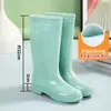 Botas de lluvia con estampado de mármol, botas de lluvia de caña alta, zapatos de agua para mujer, cálidos y adecuados para el trabajo en la cocina, altura hasta la pantorrilla, antideslizantes, resistentes al desgaste, impermeables y hechos de caucho