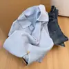 Cardigan Tricotado de Manga Longa com Gola Lapela e Listras Azuis Estilo Coreano Jaqueta Feminina Estilo Preguiçoso Top de Outono Inverno de Alta Qualidade