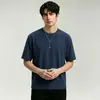 Camiseta de verano para hombre de manga corta, estilo americano, algodón puro de peso pesado, 300 g, cuello redondo, 100% algodón, top liso de alta gama