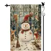 Nova bandeira de jardim de Natal Amazon transfronteiriça com boneco de neve e árvore de Natal, bandeira de linho para feriado para pátio externo