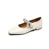 Design de Nicho Pele de Ovelha de Primeira Camada Estilo Étnico Mary Jane 2025 Outono Salto Baixo Bico Quadrado Fivela Couro Genuíno Sapatos Femininos