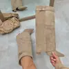 Comércio Exterior Transfronteiriço botas femininas bico fino panturrilha larga perna reta fivela de metal botas de cano médio plus size salto grosso botas para calça botas femininas