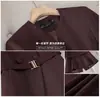 Venta al por mayor transfronteriza de atuendos profesionales marrones nuevos de otoño e invierno: Conjunto de dos piezas de blazer de manga larga y pantalón ancho para mujer, moderno