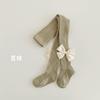PW010 mayas para niña al por mayor lazo dulce mayas para niña pastoral color sólido calcetines básicos para niños