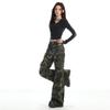 Jeans de Trabajo Acampanados de Tiro Bajo Naranja Infantil # para Mujer, Corte Delgado, Diseño de Bolsillo Trasero con Solapa, Pantalones Versátiles de Largo Completo