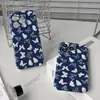 Funda protectora de una sola capa para iPhone 18 17pro, popular de alta gama, minimalista, azul y blanco, mariposa, Vim