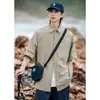 Camisa de Manga Corta con Diseño de Doble Bolsillo Personalizado para Hombre Estilo Retro Holgada Color Sólido Simple Moderna Marca Estilo Japonés
